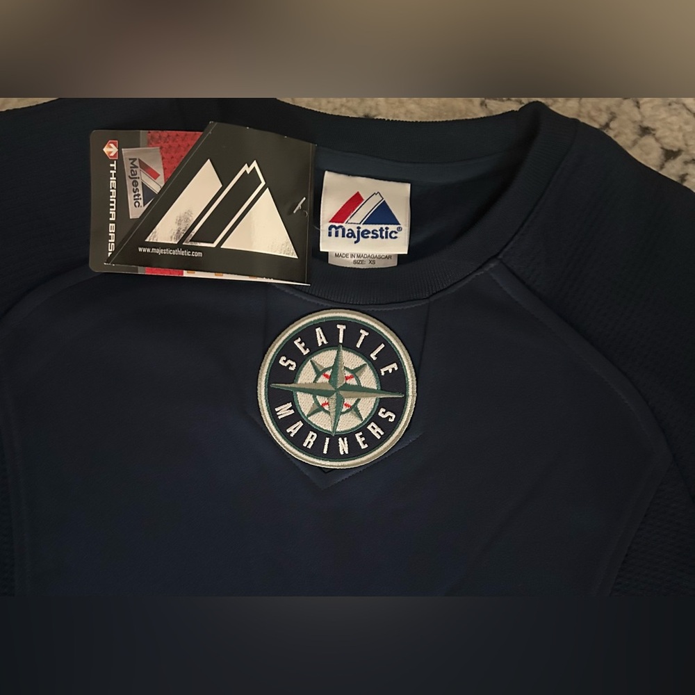 Majestic Authentic Seattle Mariners Therma Base Pullover Sweatshirt Youth Sz: XL - Picture 2 of 4